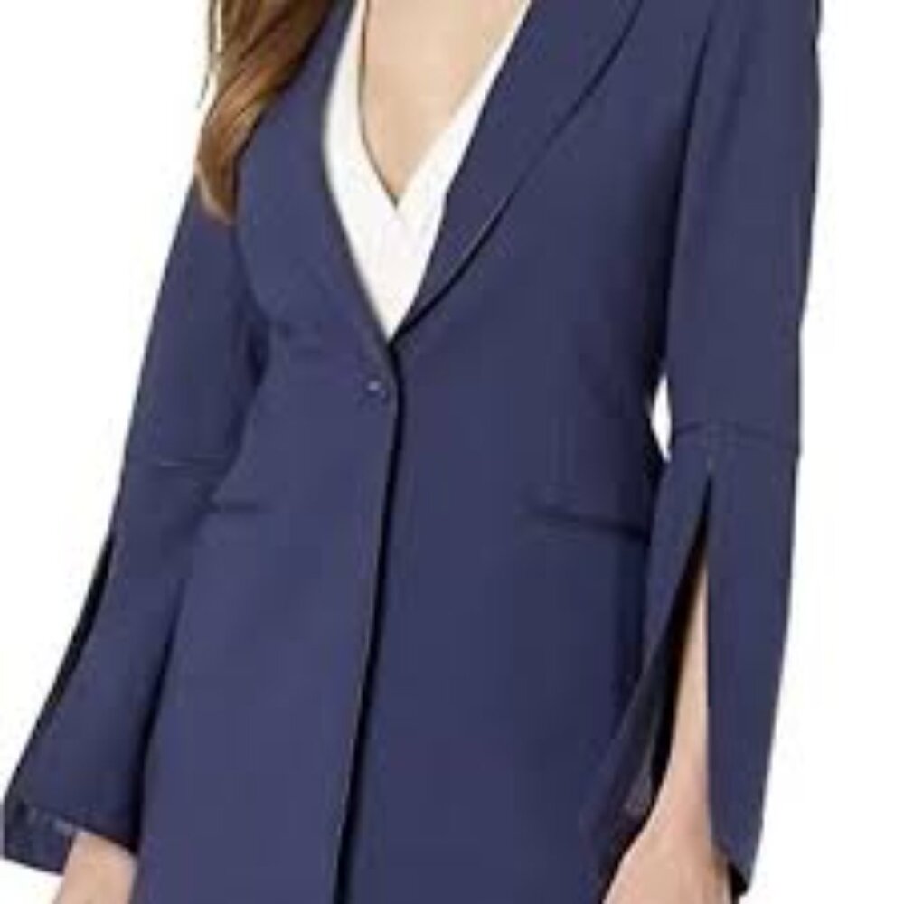 BCBGMaxAzria Boyfriend Blazer with Slit Sleeves in Navy Blue, Size S